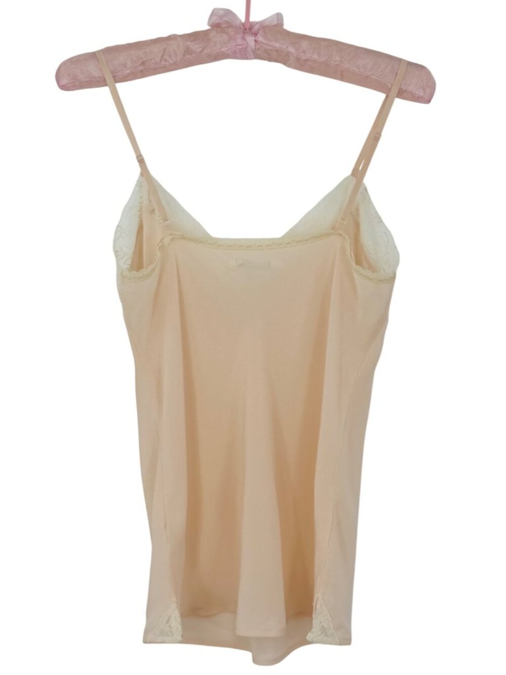 Urban Outfitters Pale Pink Silk Lace Trim Camisole Top | Mid 2010s Romantic Boho - Picture 8 of 16